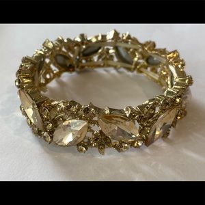 Gold plated large crystal elastic bracelet